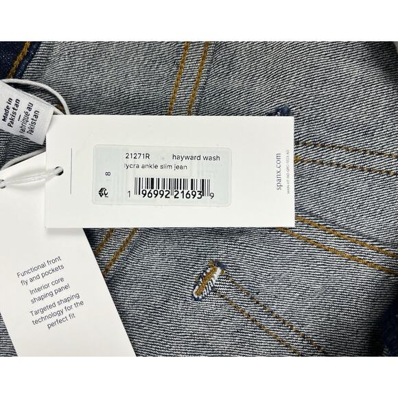 SPANX Lycra Ankle Slim Jean Hayward Wash Mid Rise Stretch Denim Size 8 NEW - Picture 9 of 11